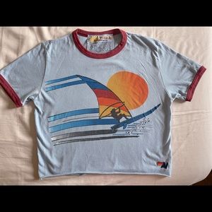 AVIATOR NATION Sails Baby Blue Crop Tee Lightly Worn